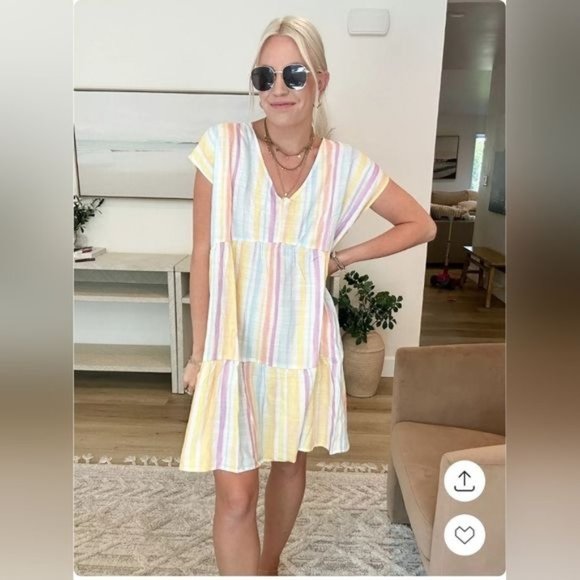 Time and Tru Women's Woven Print Dress with Flounce Hem V-Neck Size XXL - Picture 14 of 15